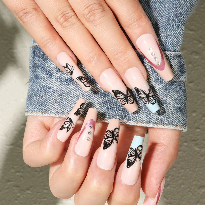 (Hand-made nail)美甲贴片nails穿戴甲长款欧美假指甲美甲贴片穿戴甲甲片成品