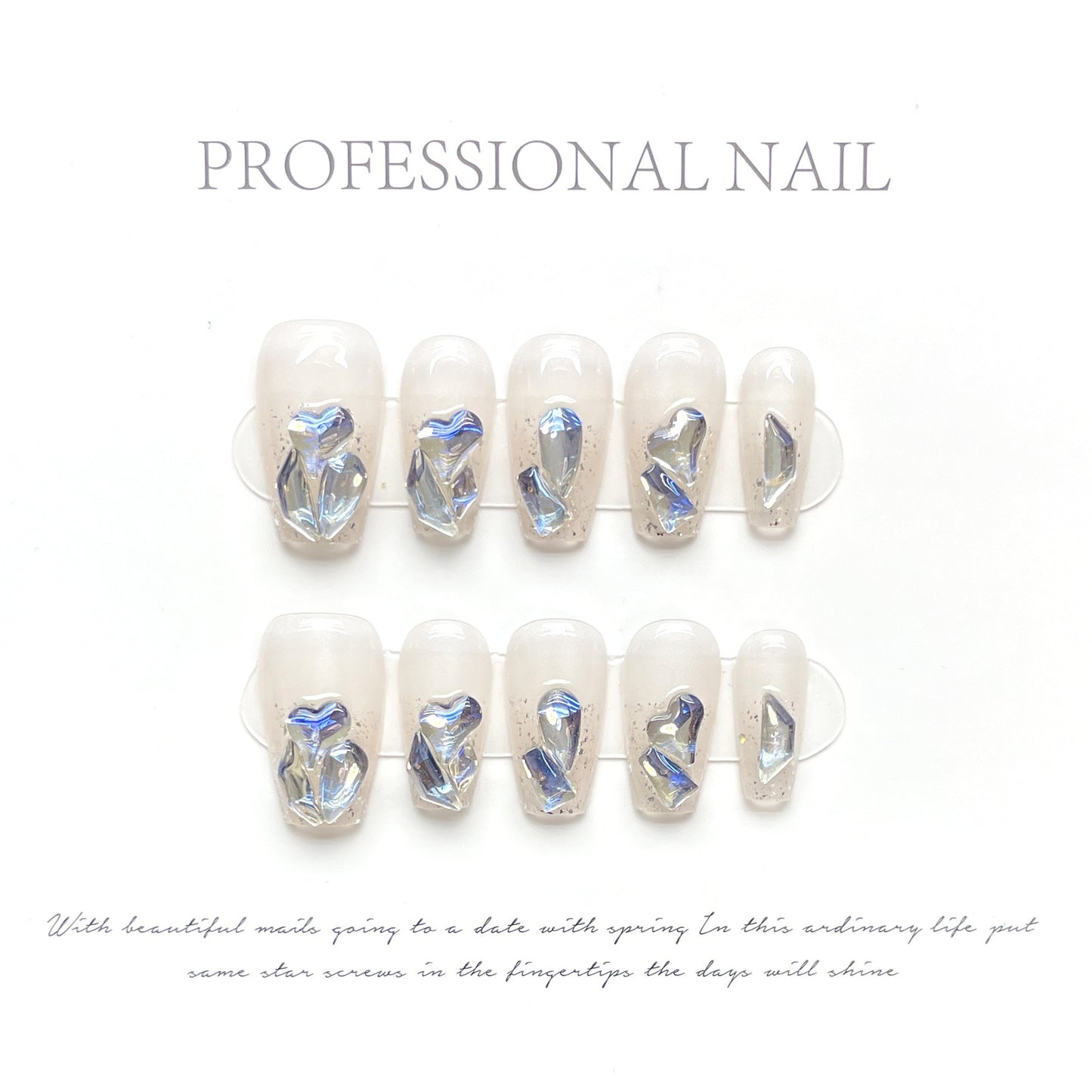 (reusable nail)Dragon Lion Cat Eye Dark Wind High Grade Black Green Cat Eye Wearing Armor Light Luxury Explosive Sparkling Long Style Diamond Nail Patch Wholesale