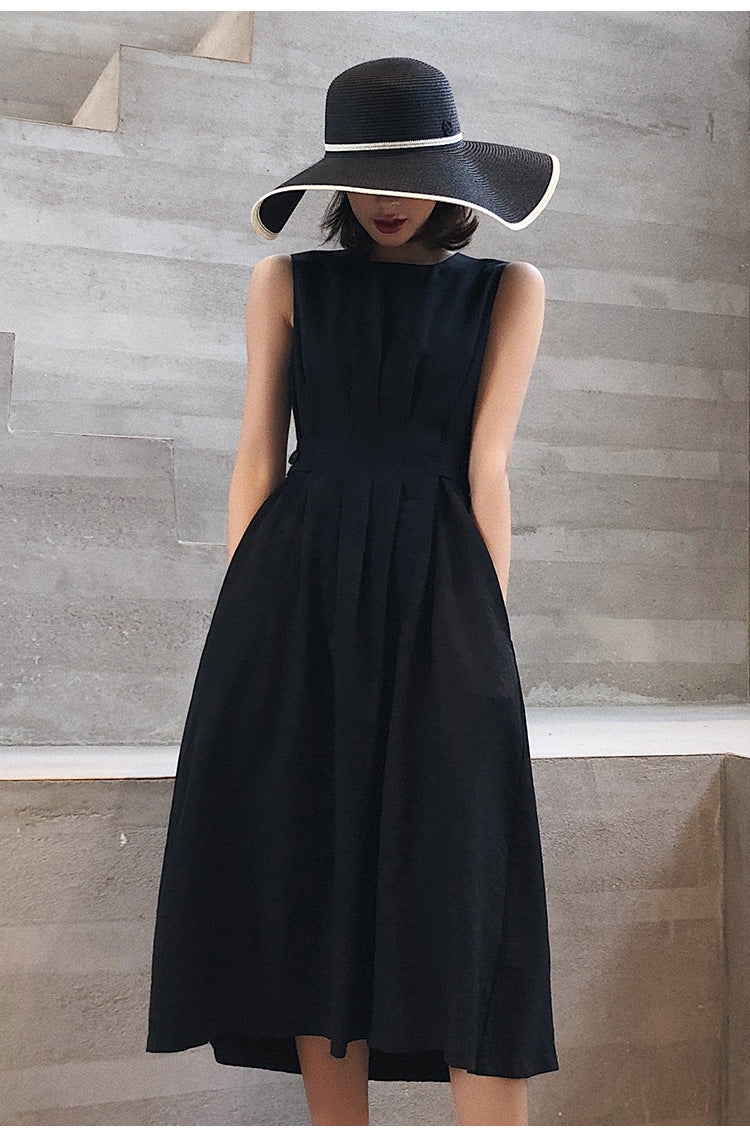 Fashion women's wear  Women's Clothing Sleeveless Dress Graceful Shift Dress Waist Mid-Length Slimming Slip Dress