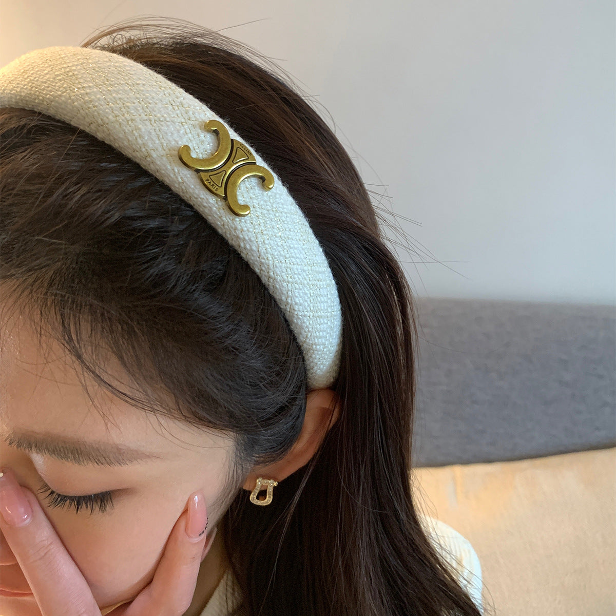 秋冬布艺金丝发箍韩国时尚高级感高颅顶压发头箍小香风发饰批发女