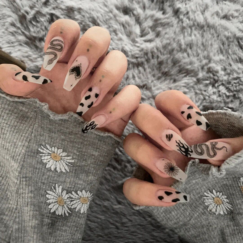 Fashion  nail Wear Armor Nail Stickers Nail Patch Fake Nails Removable Dark Snake Ballet Armor Nail Sticker X32