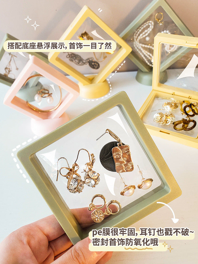 薄框便携悬浮盒首饰盒包装袋收纳透明防氧化pe膜耳环项链手链饰品