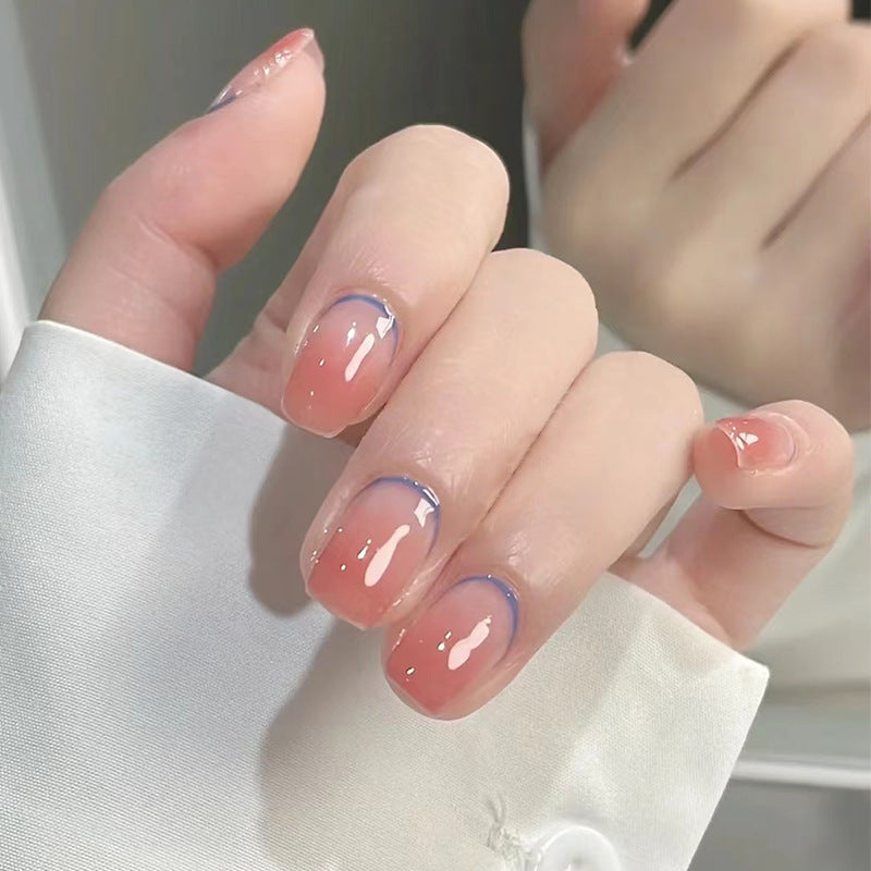 清甜蜜桃穿戴甲反法式指甲贴片美甲片假指甲批发美甲贴片成品甲片