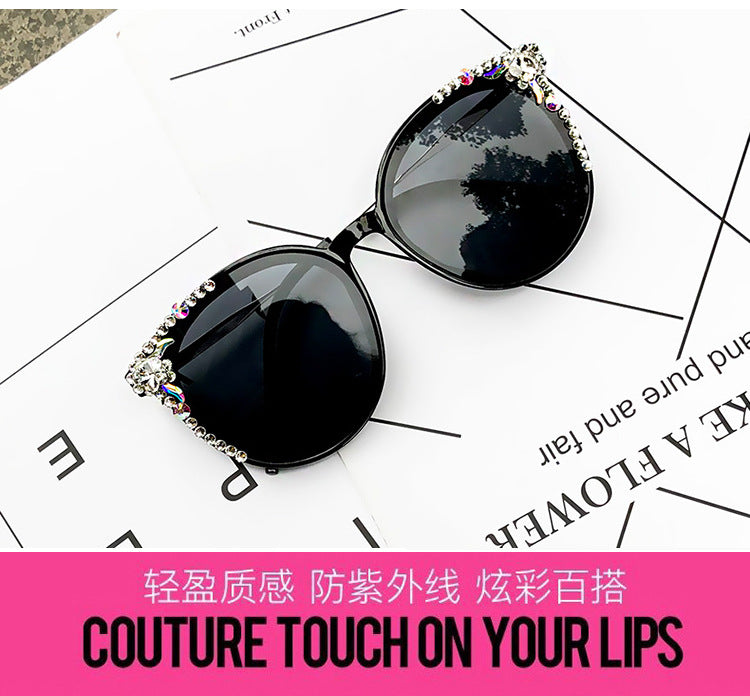 Women's fashion glasses新款GM太阳镜女明星同款网红韩版偏光眼镜圆脸潮镶钻墨镜女