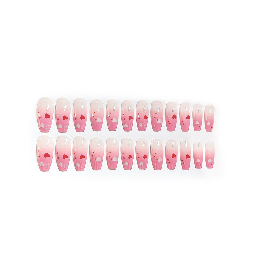 Fashion  nail Wearable Nail Sticker Love Heart Wear Nail Polish Nail Shaped Piece Removable Nail Patch Finished Product Y22