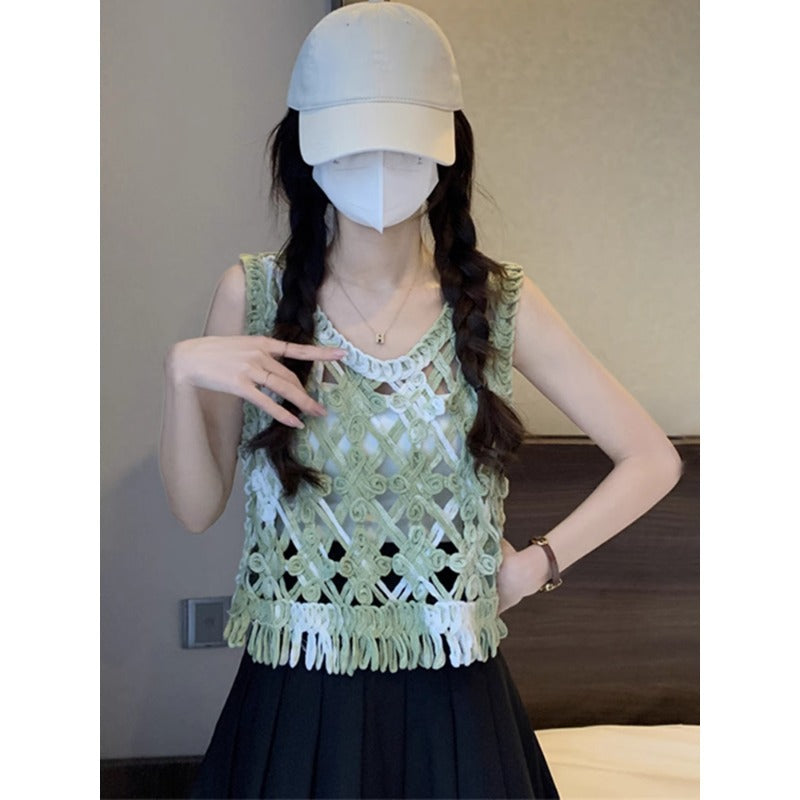 Dopamine tops Free shipping Tattoo Purple suspender vest women's summer outer wear concert wear dopamine bright seaside fringed Thai jazz top