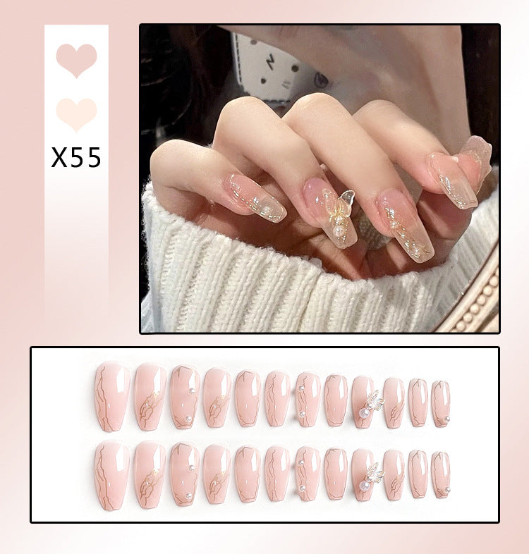 Fashion  nail Fake Nails Crystal Iced Butterfly Nail Art Nail Patch Bow Ballet Rhinestone Nail Beauty Nail Tip Wear Nail