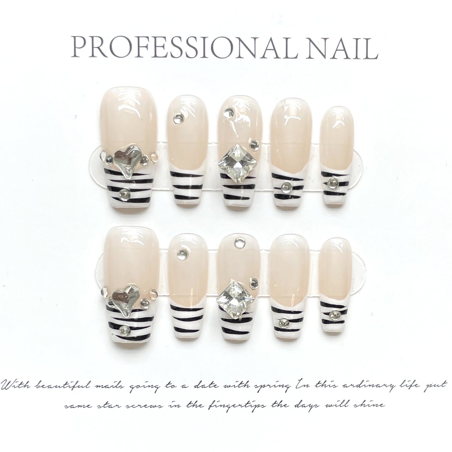 (reusable nail)Hot selling handmade nail art New Year gift, new butterfly cherry plaid nail art, wearing nail, handmade nail art, long style