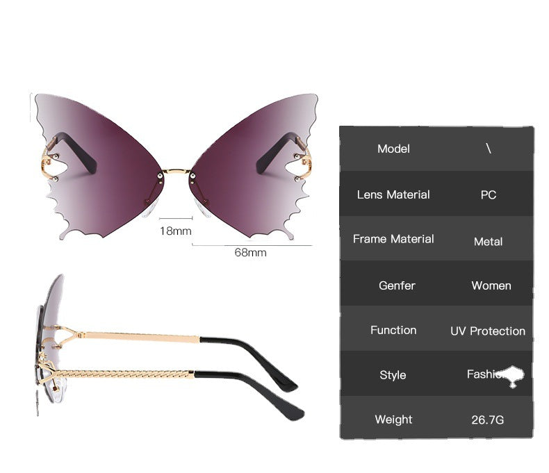 Women's fashion glasses 新款蝴蝶太阳镜女时尚大框渐变色墨镜欧美潮流街拍太阳眼镜跨境