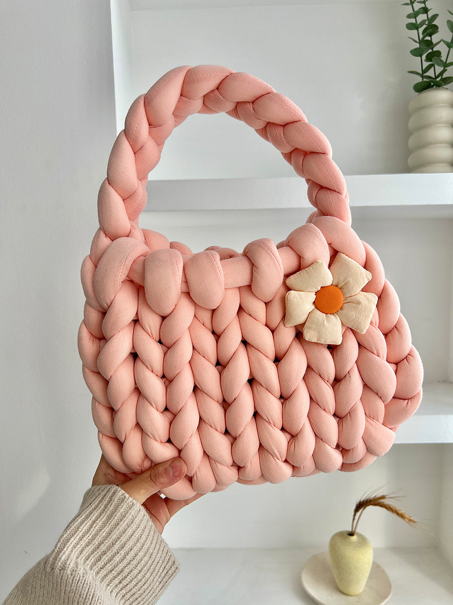 Dopamine Bag Free shipping Tattoo Dopamine flower Icelandic wool bag DIY hand-woven bag thick wool material bag hand-woven homemade women's bag