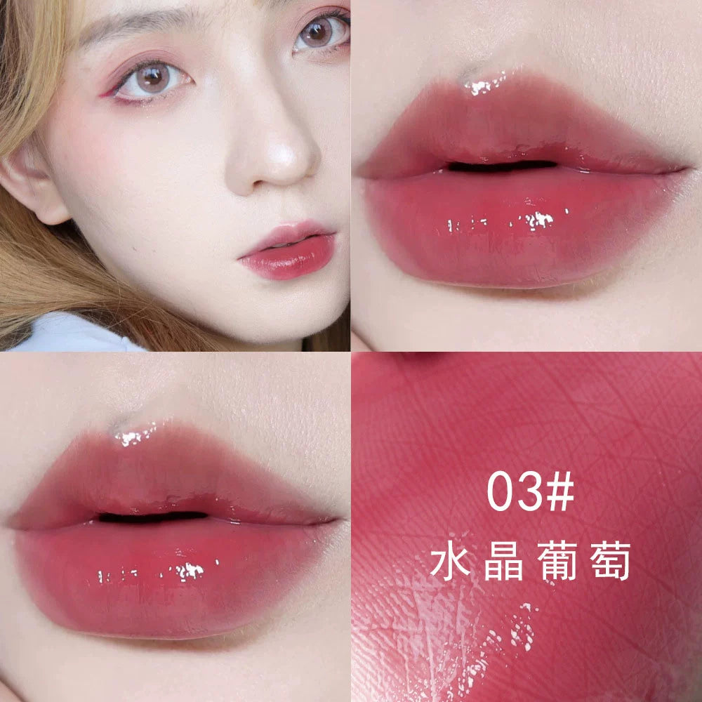 嘟嘟唇口红唇蜜透明唇彩亮晶晶唇釉口红玻璃唇细闪珠光带闪亮果冻色