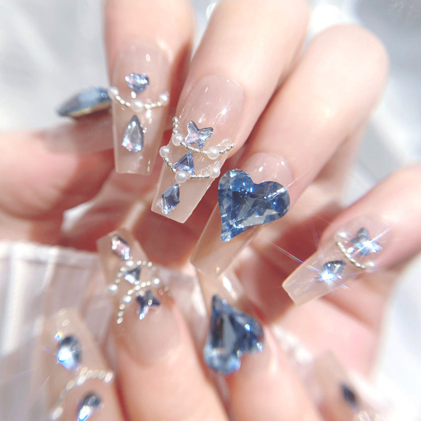 Fashion  nail New Nail Beauty Wear Nail Ins Advanced Pure Desire Wind Nail Patch Finished Product Wear Nail Diamond Nail Stickers U17