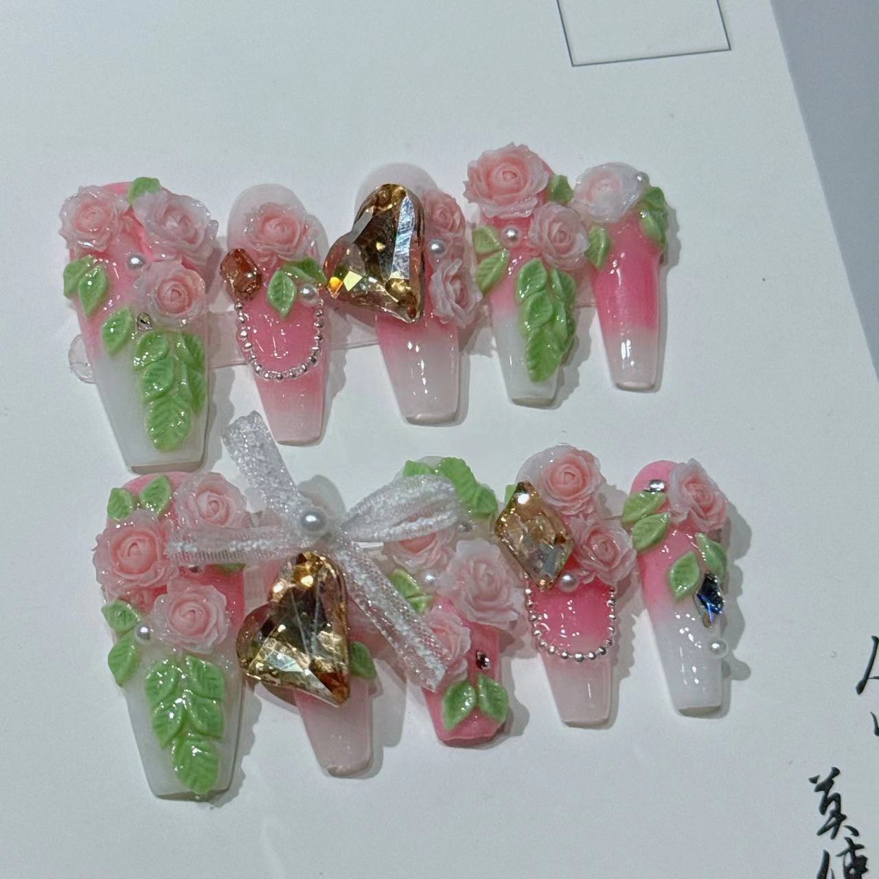 Handmade Manicure Original Wear Nail Rose Eberouge Removable Nail Patch