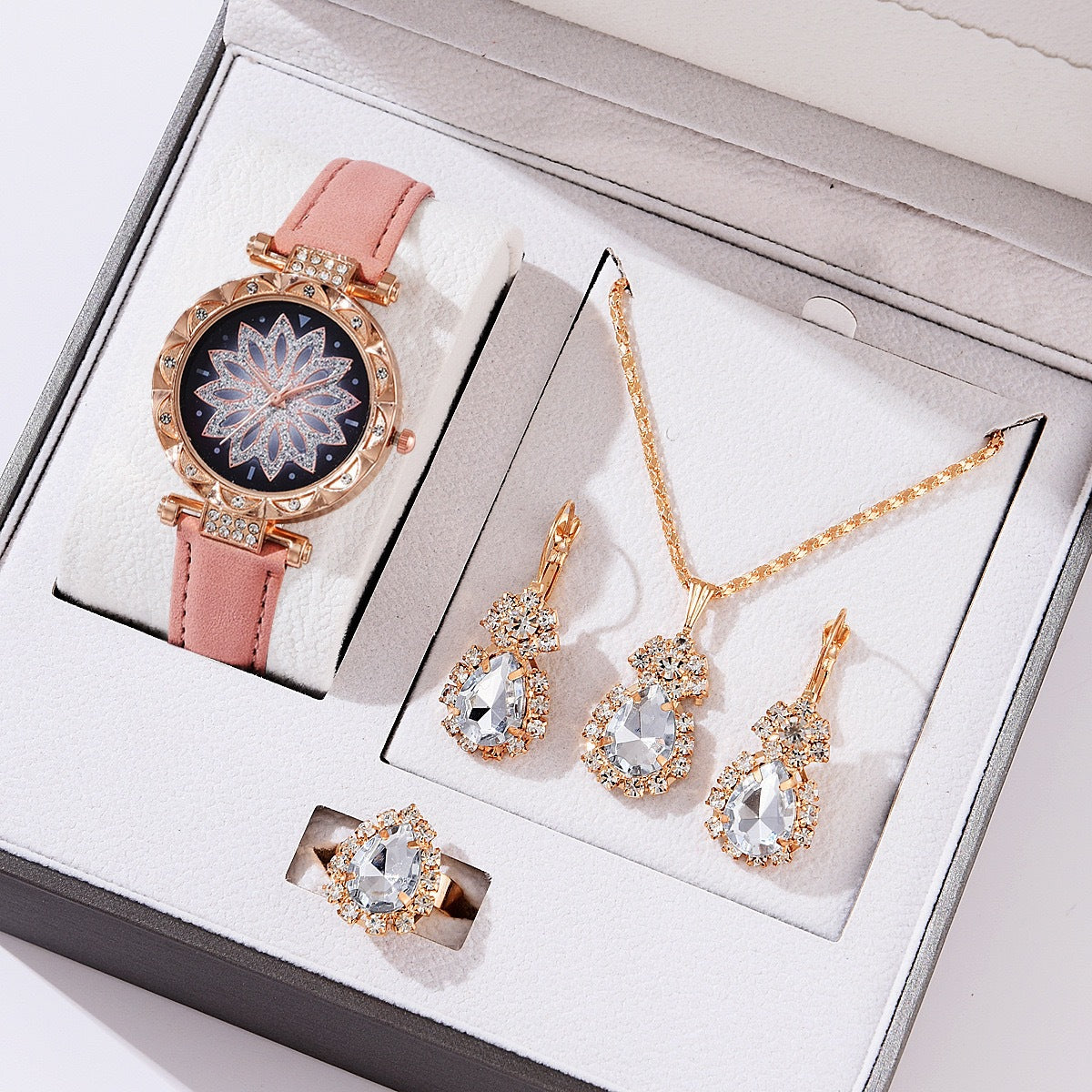Fashion women's watchHot Sale Women's Elegant Exquisite Creative Gift Suit Diamond-Embedded Watch Ornament 4pcs/Set Wrist Watch without Gift Box