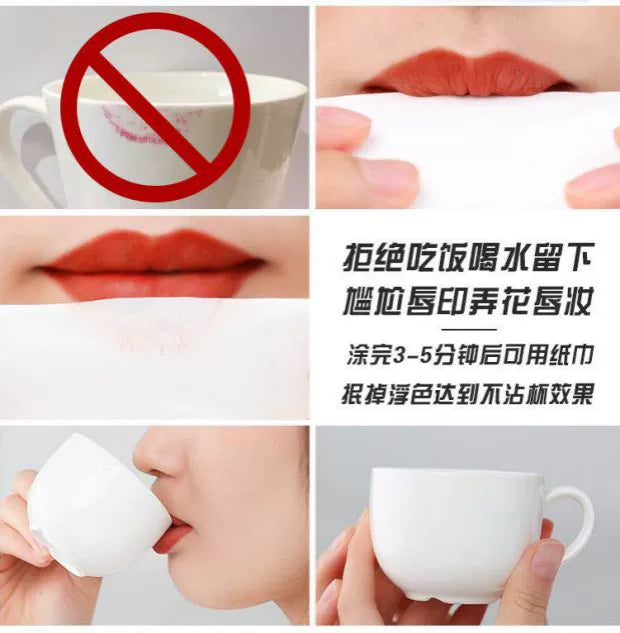 网红不掉色丝绒哑光雾面防水不脱妆沾杯持久保湿口红唇膏显白