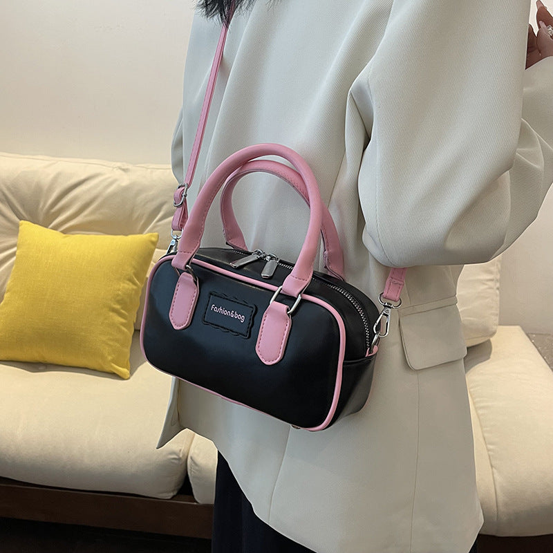 Dopamine Bag Free shipping Tattoo Fashion contrasting color Boston portable small bag women 2024 new spring dopamine Internet celebrity shoulder cross pillow bag