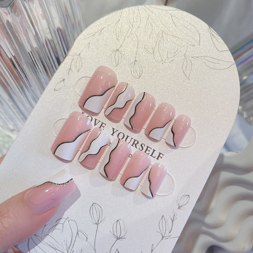 Fashion  nail European and American Nail Stickers Nail Tip Sweet Cool Wearable Nail Removable Nail Patch Fake Nails Wearable Nail W16