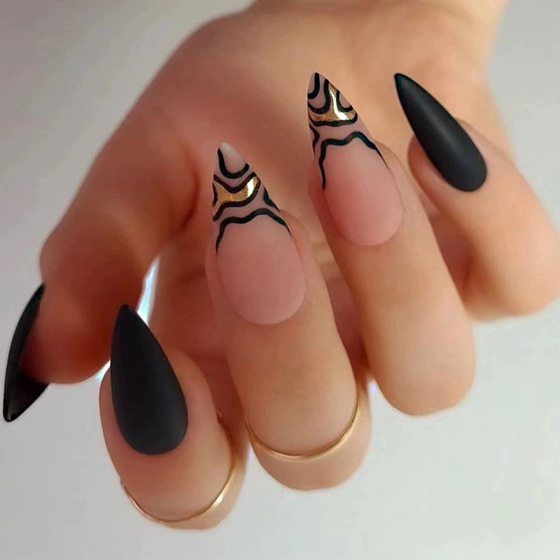 (Hand-made nail) super long hot girl wears nail chips, glitter nail patches, fake nail stickers, and finished products, sexy and exaggerated, European and American style wearables