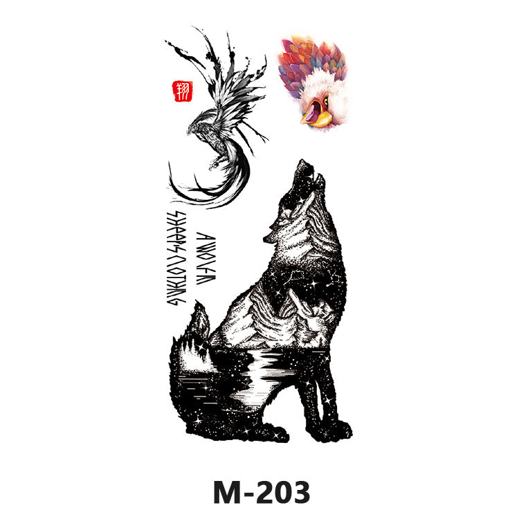Free shipping Tattoo Cross-Border Direct Factory Wholesale Dark Series Tattoo Sticker Female Waterproof and Durable European and American Animal Color Black and White Flower Arm