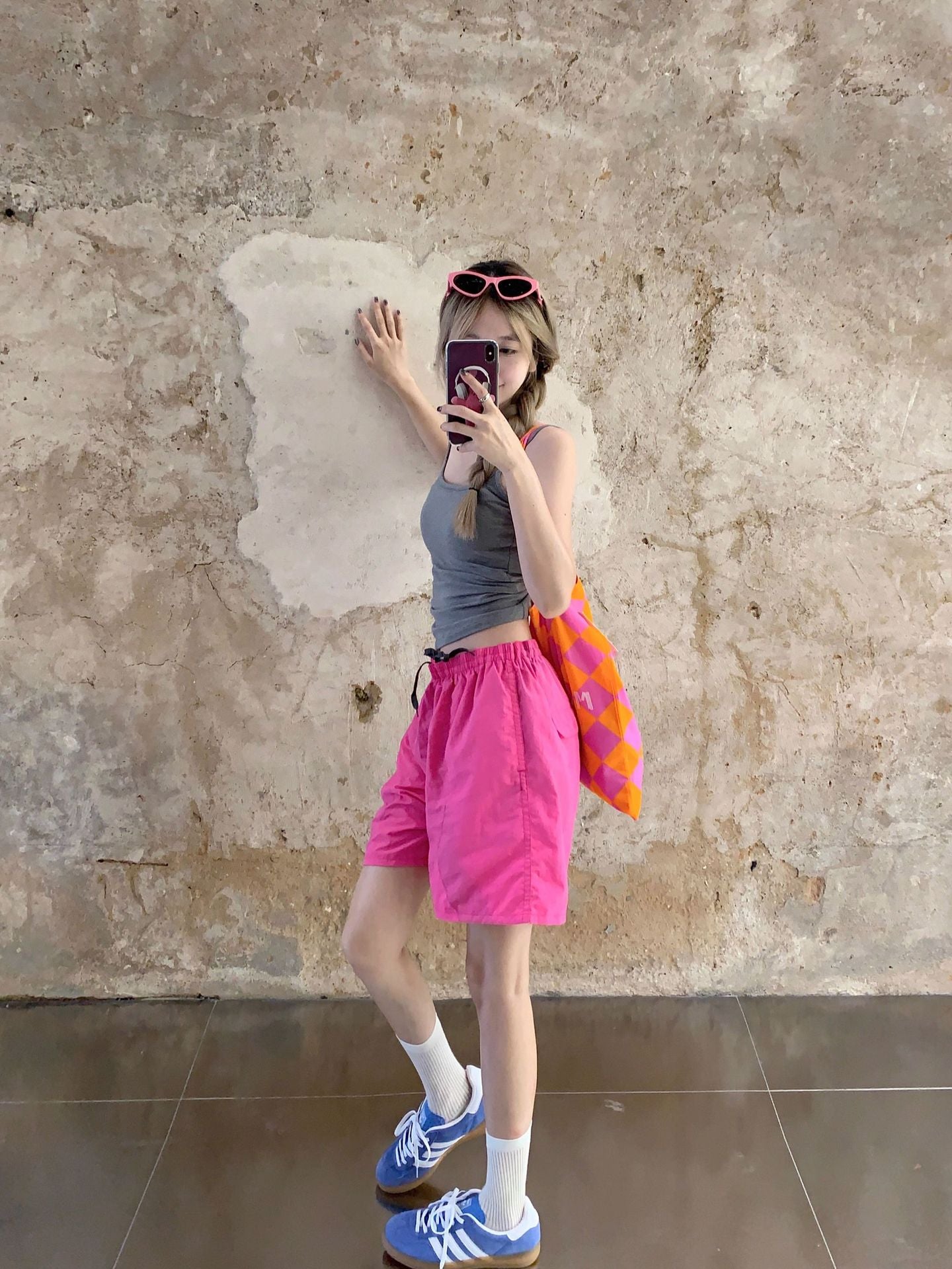 Dopamine pants Free shipping Tattoo Dopamine sports casual pants women's summer pink quick-drying pants five-point pants beach wide-leg pants shorts pants