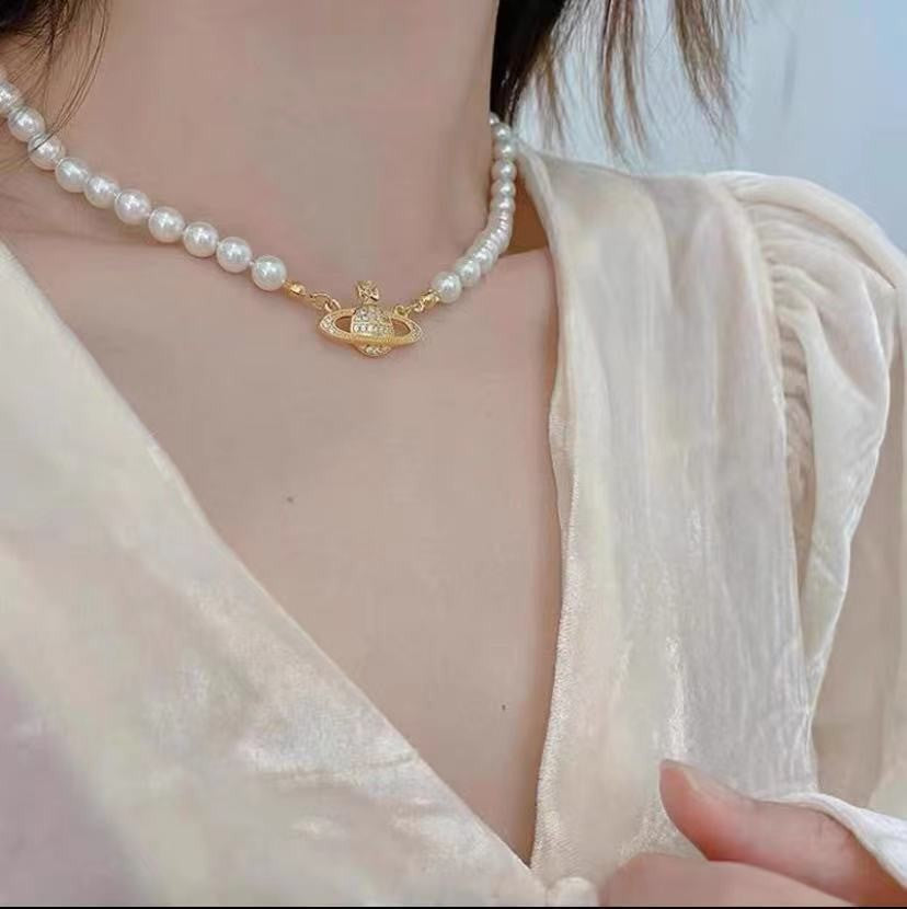 珠宝首饰巴洛克小众珍珠项链女辣妹气质锁骨链设计感爱心吊坠百搭饰品批发