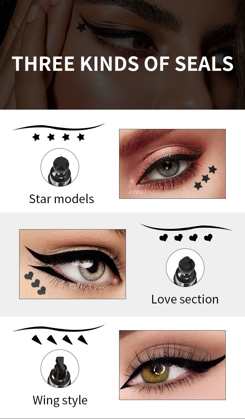Double head Seal Eyeliner waterproof not easily smudging lazy people do not fade Liquid Eyeliner Cross Border makeup Stars Love Seal Eyeliner
