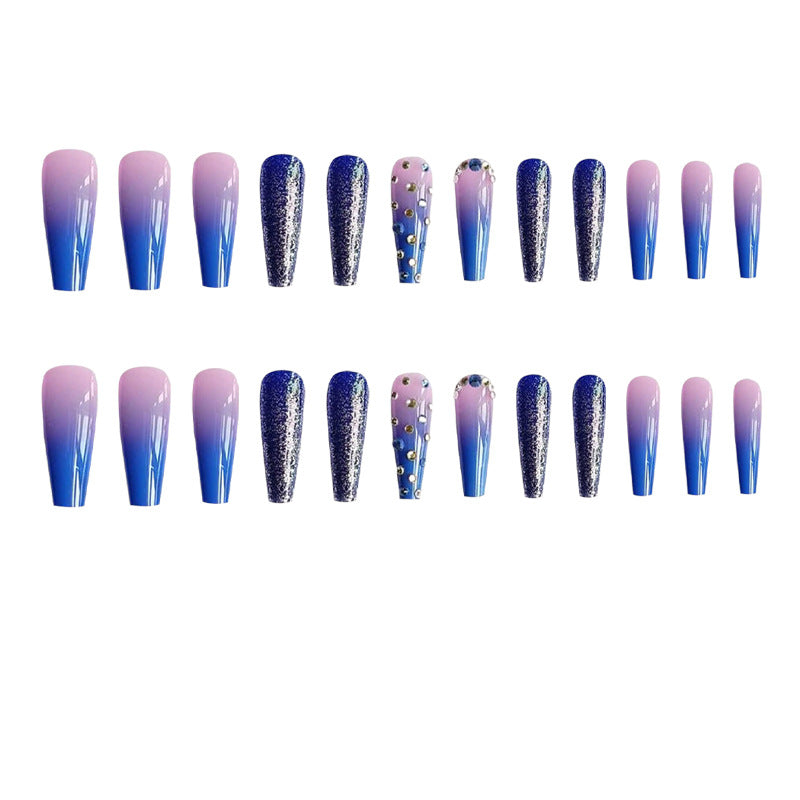 Press on nails渐变点钻芭蕾甲穿戴甲欧美长款美甲甲片穿戴甲批发