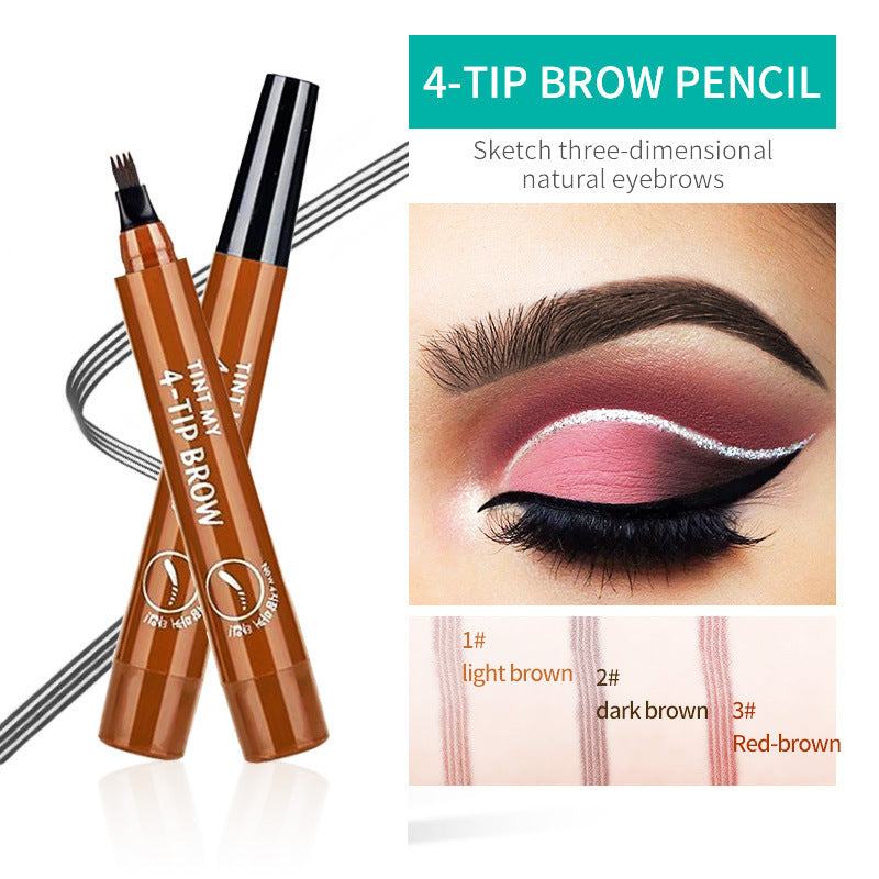 Amazing magic miniature four fork water eyebrow pencil simulation of the original eyebrow four fork liquid eyebrow pencil waterproof and sweat resistant