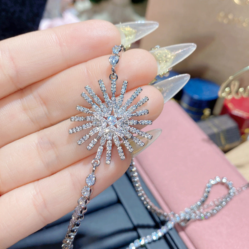 珠宝首饰山茶新品时尚高级感御姐富婆满钻套装 镀金璀璨华丽星辰项链耳饰