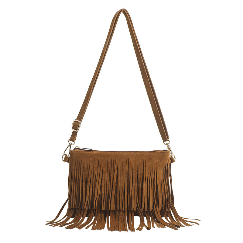Dopamine Bag Free shipping Tattoo Shenglan leather goods cross-border Amazon American new matte tassel retro saddle bag dopamine wear messenger bag