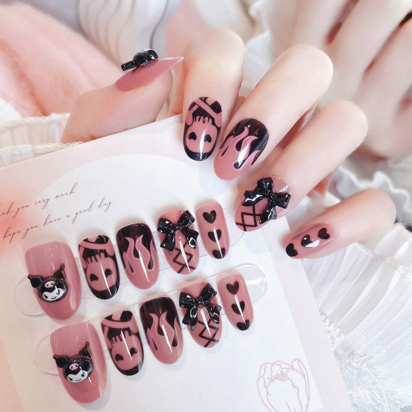 Fashion  nail New Cute Doll Short Skull Finished Nail Beauty Wearable Fake Nails Nail Tip Removal Wearing Armor Wholesale A61