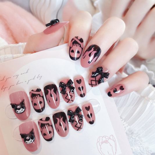 Fashion  nail New Cute Doll Short Skull Finished Nail Beauty Wearable Fake Nails Nail Tip Removal Wearing Armor Wholesale A61