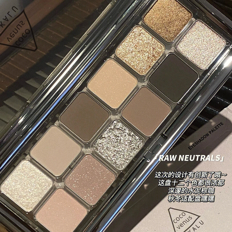 DIKALU 眼影盘12色raw neutrals哑光大地色系奶茶盘正品腮红