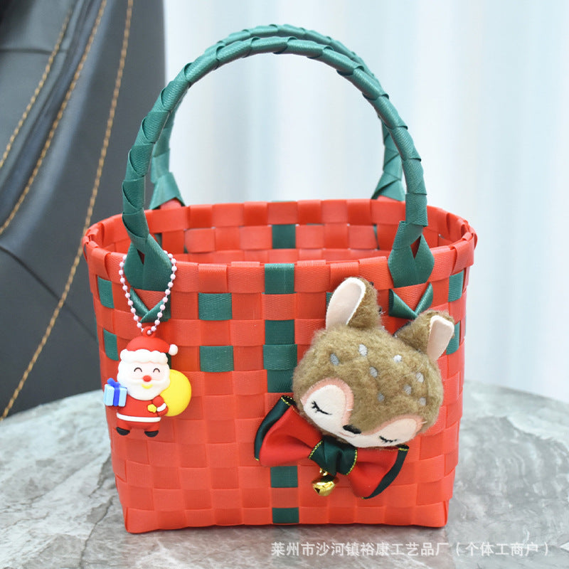 Dopamine Bag Free shipping Tattoo Cartoon dopamine plastic woven bag, trendy macaron hand-woven vegetable basket bag, cute casual seaside beach bag