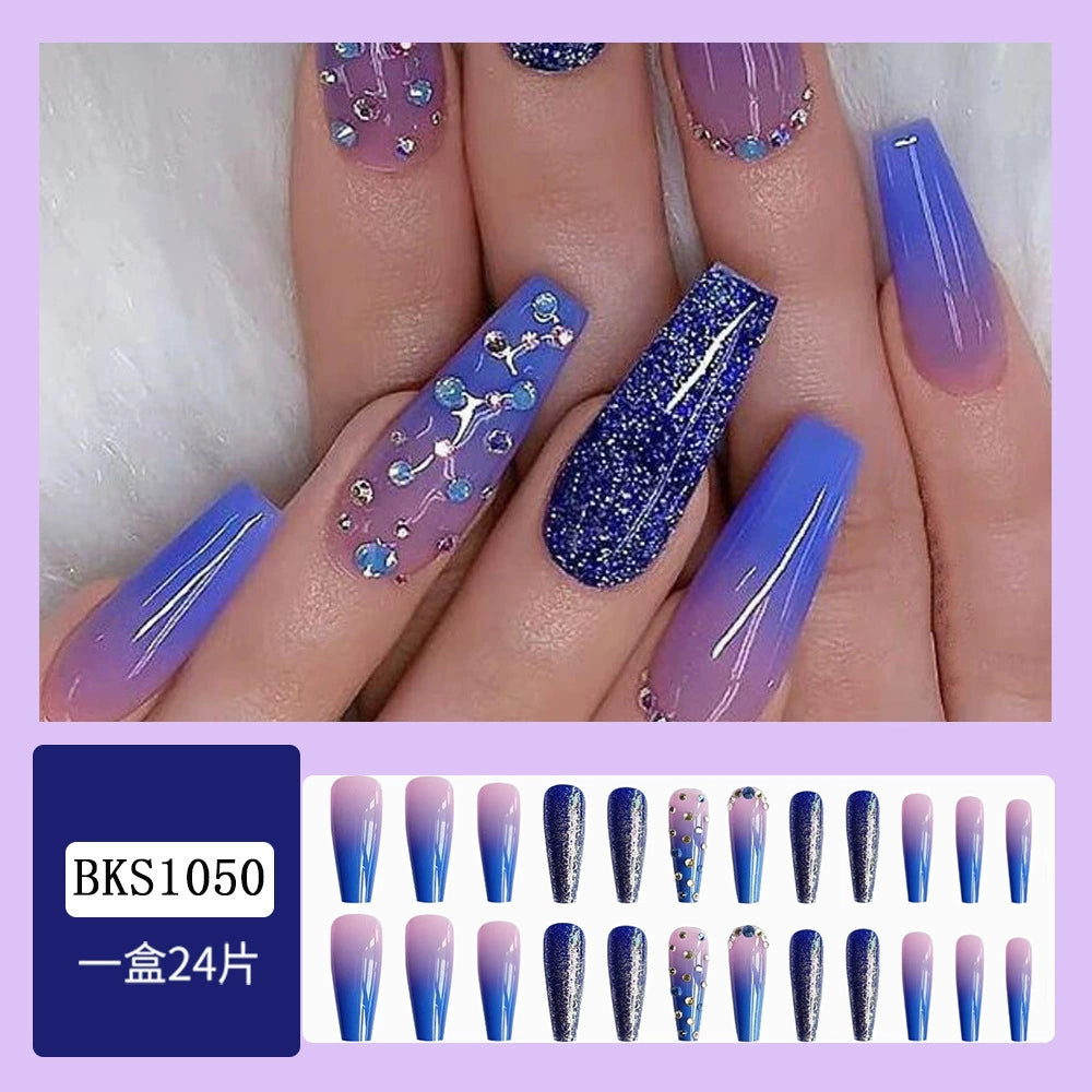 (Hand-made nail)美甲贴片nails穿戴甲长款欧美假指甲美甲贴片穿戴甲甲片成品