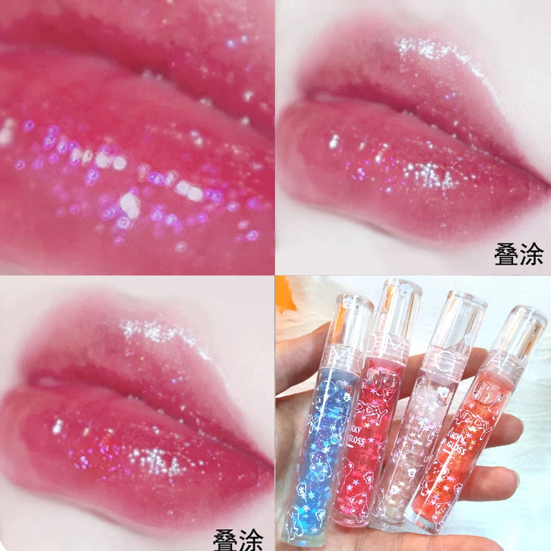 透明口红唇蜜珠光带闪玻璃唇无色细闪唇釉闪光叠涂口红亮晶晶闪亮超闪