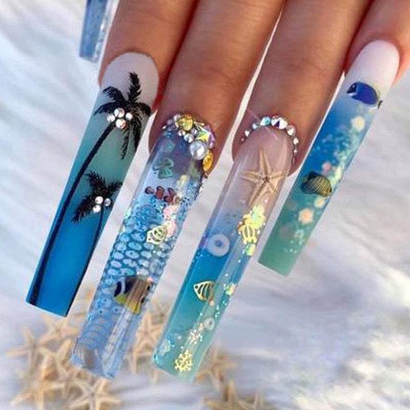 (Hand made nail) Kardashian, European and American Spicy Girl, Little Red Book, Dark Super Long, Internet Celebrity Cross border Nail Art, Detachable and Reusable Nail