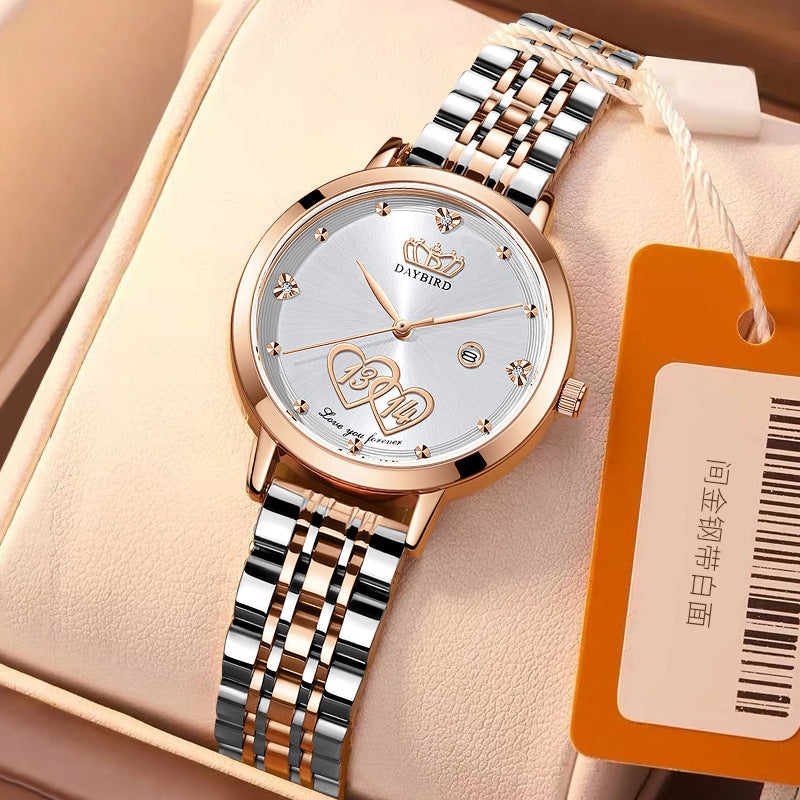 Fashion women's watchDaybird New Valentine's Day Gift for Life 1314 Quartz Calendar Steel Strap Women's Watch