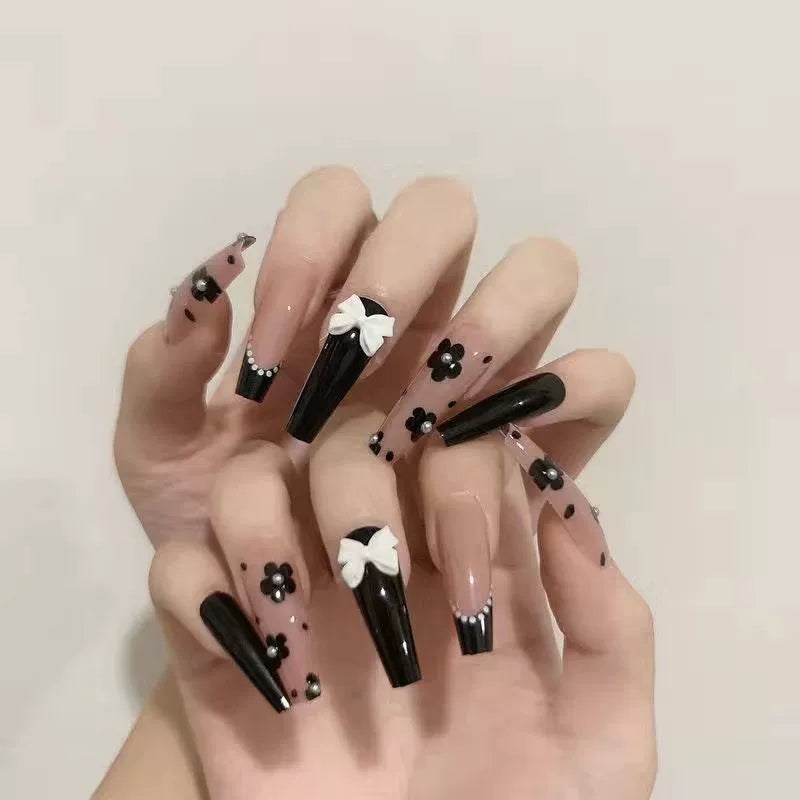 (Hand made nail) European and American long wearable nail patches, fake nail patches, student detachable internet celebrity ballet armor