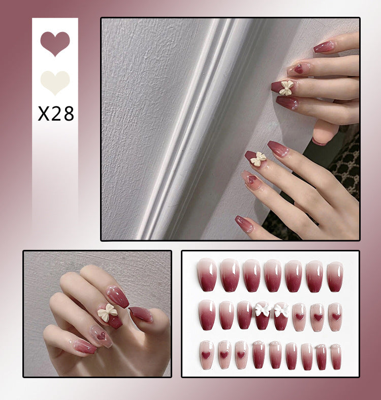 Fashion  nail Fake Nails Crystal Iced Butterfly Nail Art Nail Patch Bow Ballet Rhinestone Nail Beauty Nail Tip Wear Nail