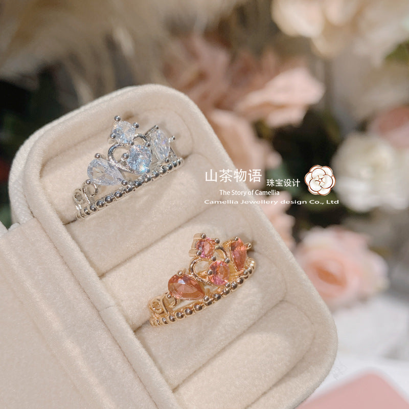 CamelliaVersa复古彩宝仿红碧玺镀玫瑰金镶红刚玉戒指女 货源批发