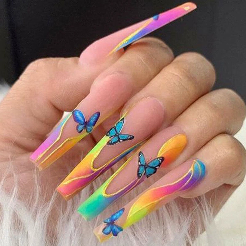 (Hand made nail) Kardashian, European and American Spicy Girl, Little Red Book, Dark Super Long, Internet Celebrity Cross border Nail Art, Detachable and Reusable Nail