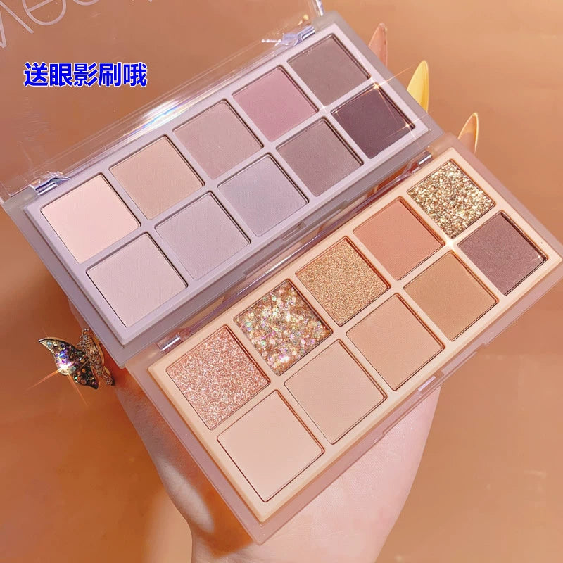 彩妆Sweet mint十色眼影盘珠光哑光细闪学生党日常平价水泥大地盘