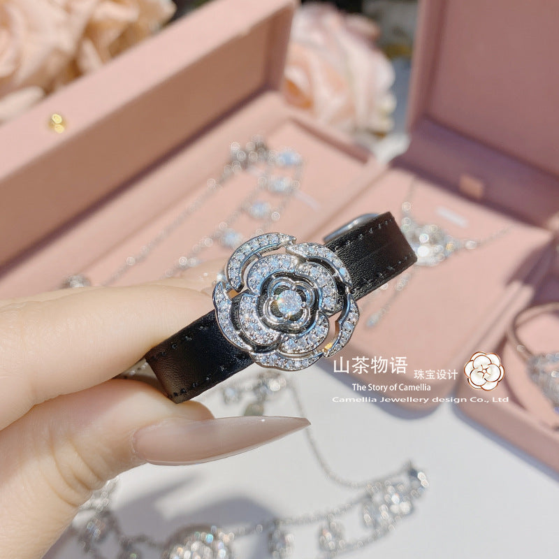 Camellia小香风山茶花项链套装女 轻奢小众高级设计感玫瑰花手链