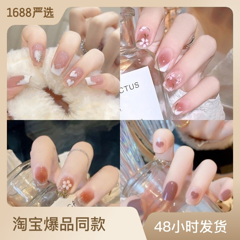 Fashion  nail Internet Celebrity Fake Nail Patch Wear Armor Finished Product Nail Tip Nail Stickers Removable Nail Patch Stall Supply Manufacturer