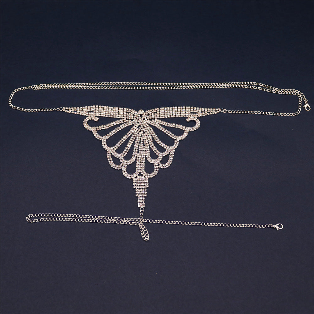 Fashion jewelry European and American new rhinestone body chain light luxury style set floral sexy sparkling diamond nightclub clothing body chain