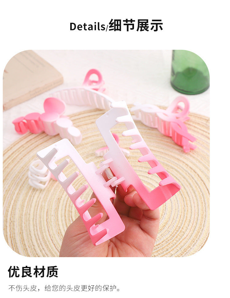 Gradually Varied Pink 8-Piece Set Barrettes Women's Classic Style Shark Clip Accessories Large Hair Volume