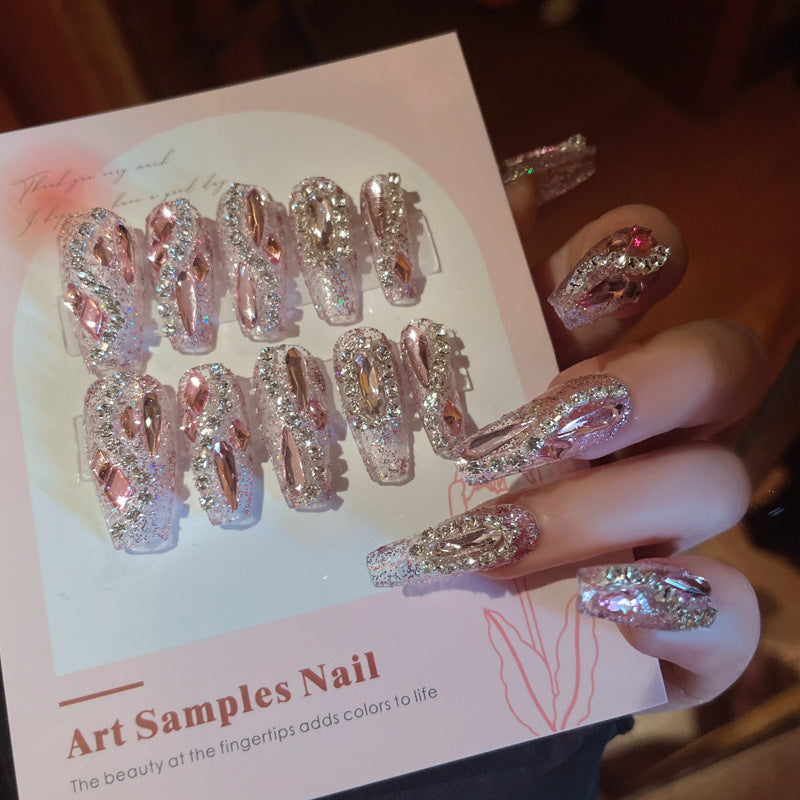 Fashion  nail Manicure Wear Nail Ins Advanced Pure Desire Wind Nail Patch Finished Product Wear Nail Full Diamond Big Diamond Nail Stickers U3