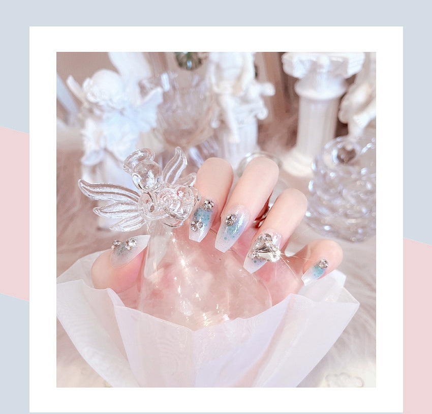 Fashion  nail Pure Desire Nail Beauty Piece Fake Nail Patch Wear Nail Finished Product Nail Tip Nail Tip Rhinestone Love Nail Stickers Remove Nail X72