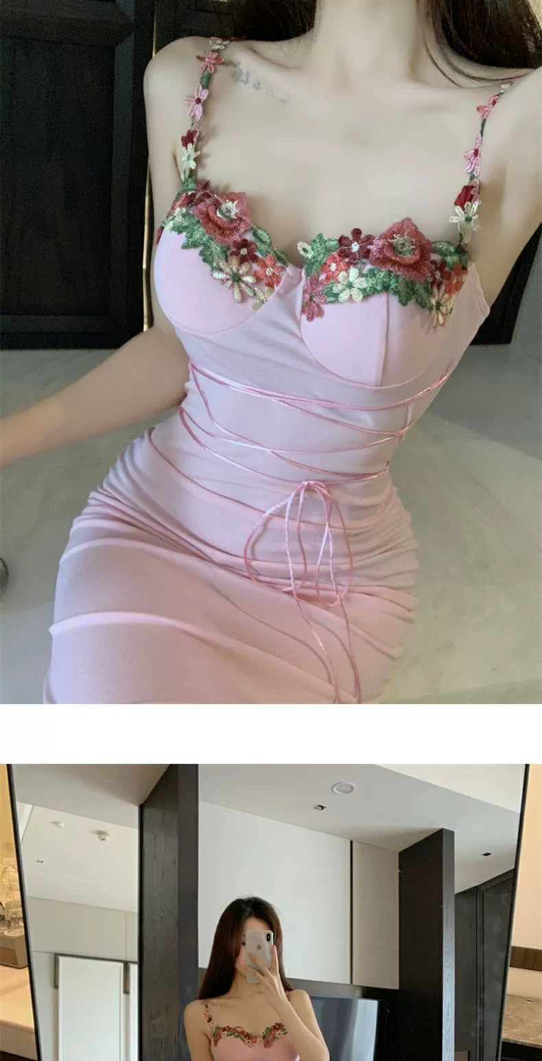 Fashion women's wear Sexy French Style Fishtail Hip Spaghetti Straps Dress Women's Early Spring High-Grade Super Beautiful Style Battle Gown